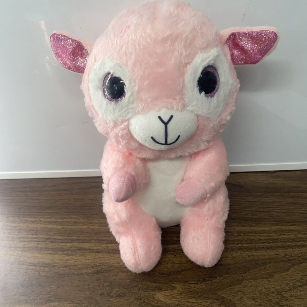 Vintage Pastel Goth Pink Lamb Plush Big Glitter Eyes Kawaii Coquette Sheep Stuff